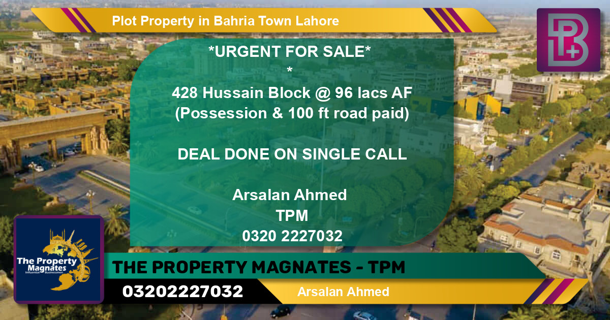 Residential Plot for Sale in Bahria Town, Lahore - (BP-57217)