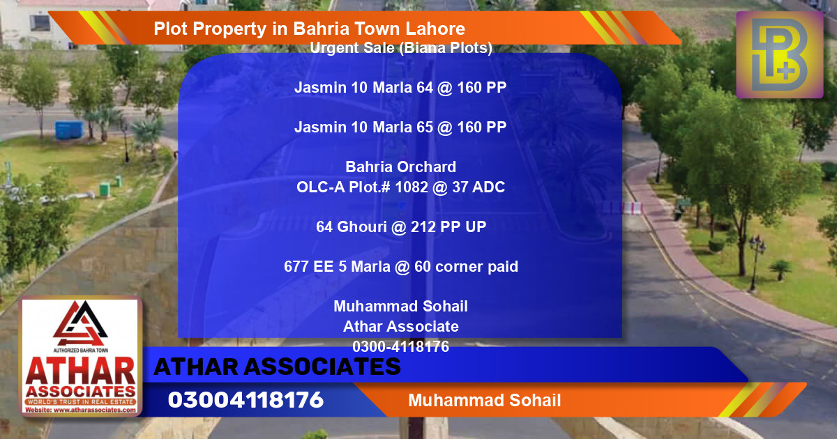 Residential Plot for Sale in Bahria Town, Lahore - (BP-57218)