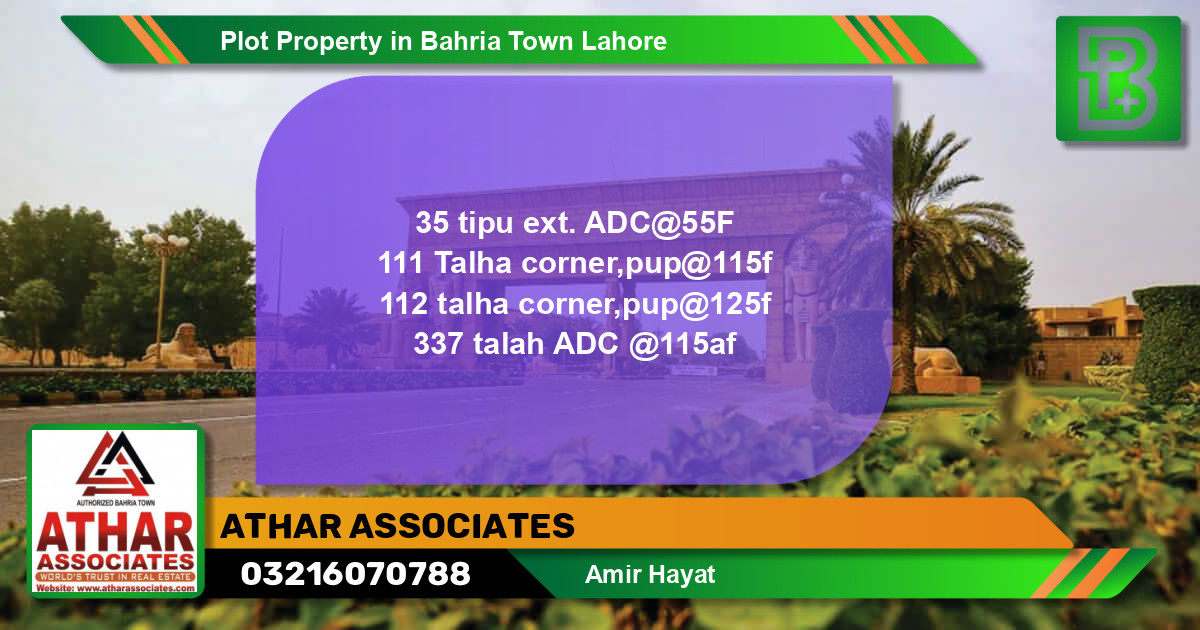 Residential Plot for Sale in Bahria Town, Lahore - (BP-57227)