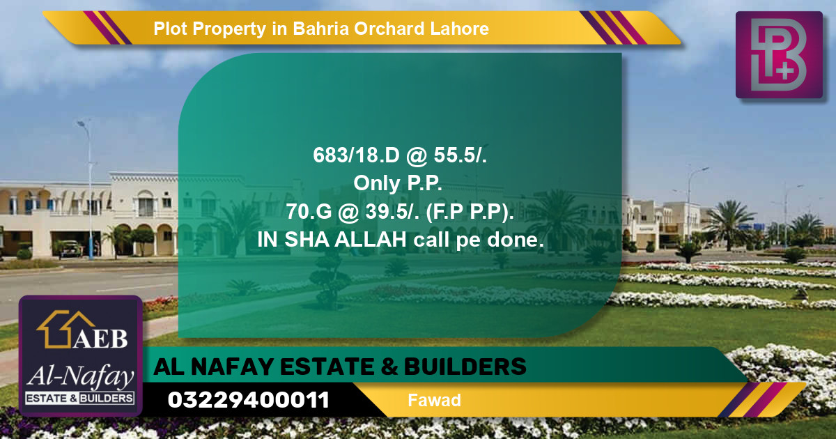 Residential Plot for Sale in Bahria Orchard, Lahore - (BP-57231)