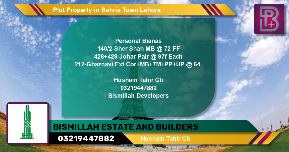 Residential Plot for Sale in Bahria Town, Lahore - (BP-57254)