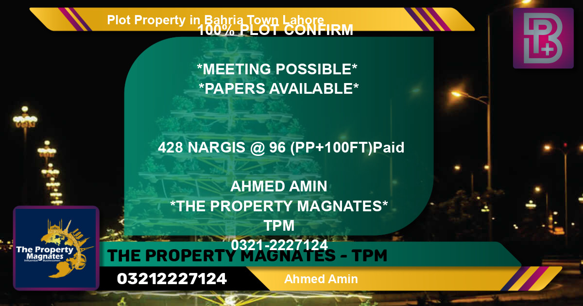 Residential Plot for Sale in Bahria Town, Lahore - (BP-57299)