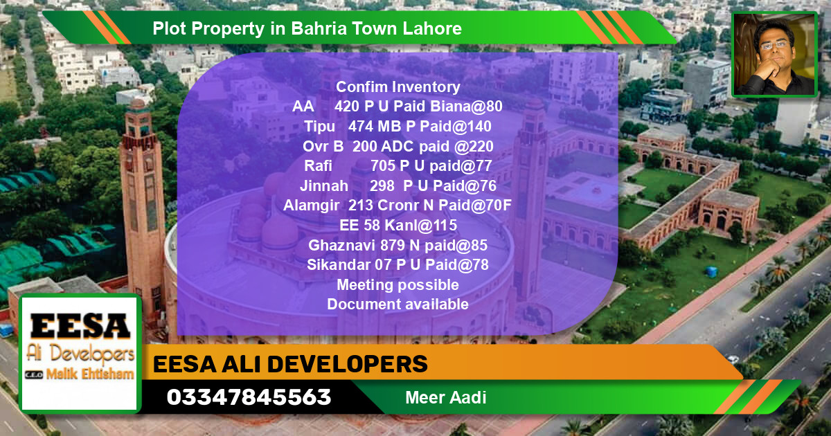 Residential Plot for Sale in Bahria Town, Lahore - (BP-57305)