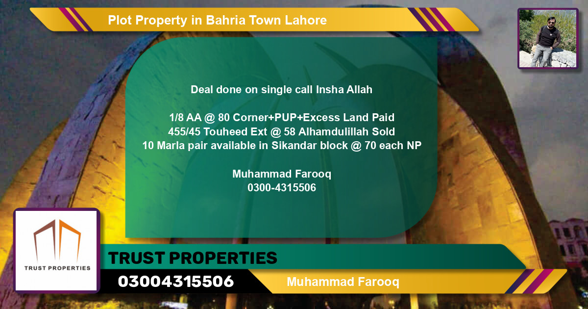 Residential Plot for Sale in Bahria Town, Lahore - (BP-57327)