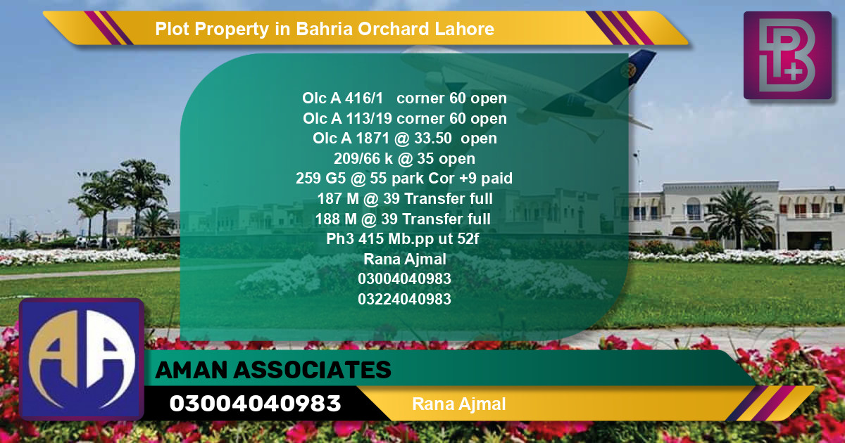 Residential Plot for Sale in Bahria Orchard, Lahore - (BP-57330)