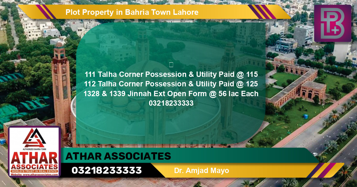 Residential Plot for Sale in Bahria Town, Lahore - (BP-57352)