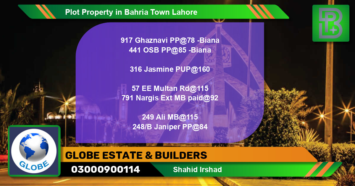 Residential Plot for Sale in Bahria Town, Lahore - (BP-57412)