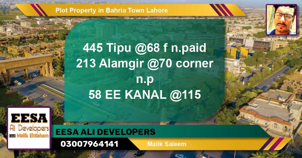 Residential Plot for Sale in Bahria Town, Lahore - (BP-57436)