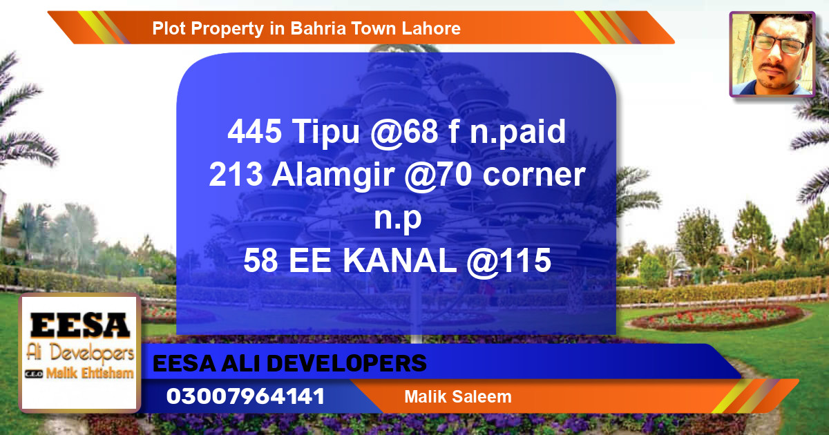 Residential Plot for Sale in Bahria Town, Lahore - (BP-57437)