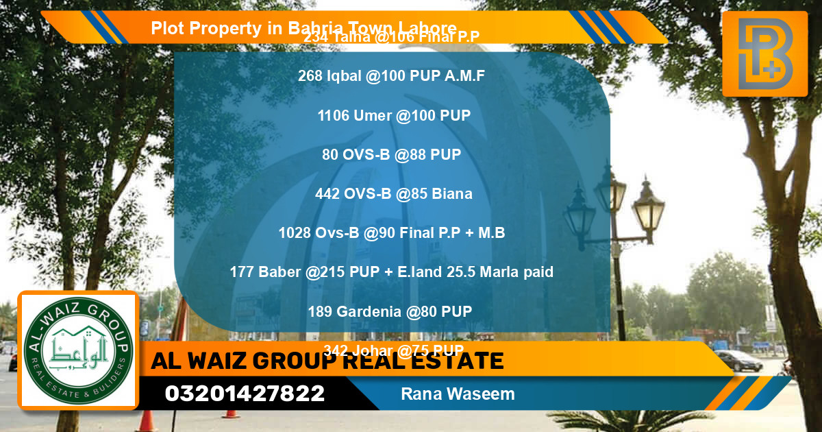Residential Plot for Sale in Bahria Town, Lahore - (BP-57443)