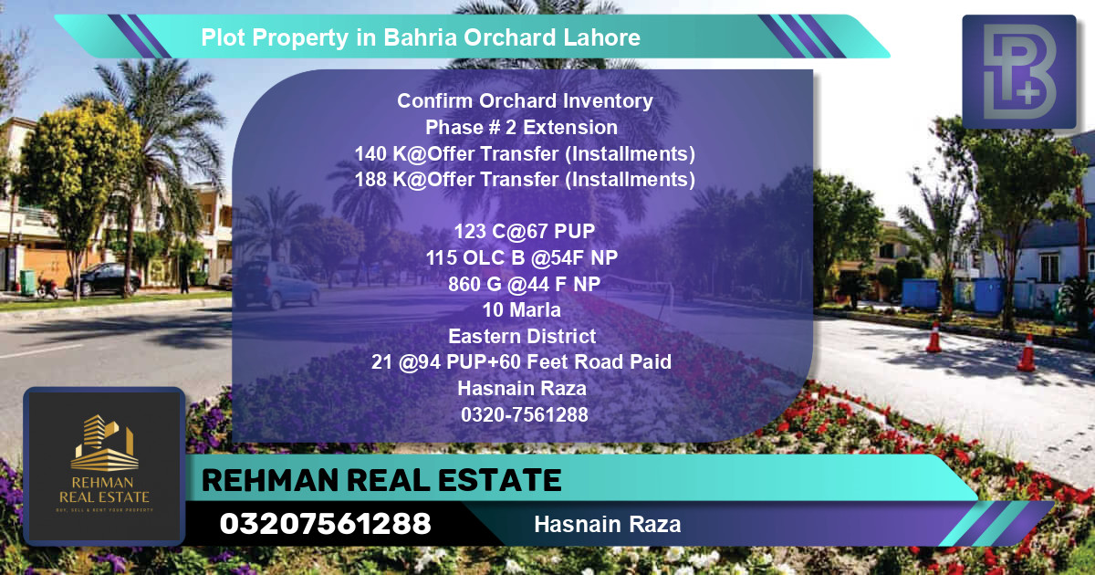 Residential Plot for Sale in Bahria Orchard, Lahore - (BP-57459)