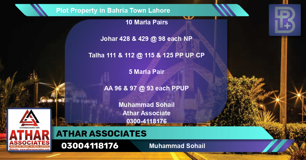 Residential Plot for Sale in Bahria Town, Lahore - (BP-57460)