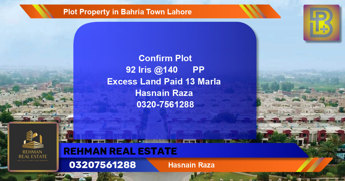 Residential Plot for Sale in Bahria Town, Lahore - (BP-57469)