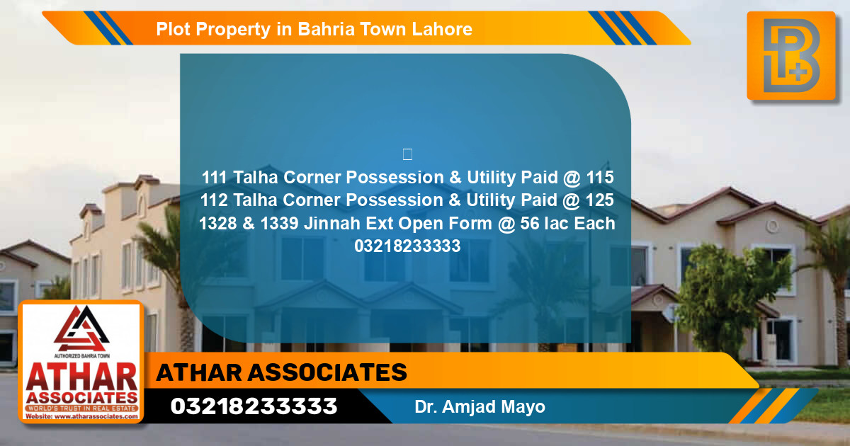 Residential Plot for Sale in Bahria Town, Lahore - (BP-57507)