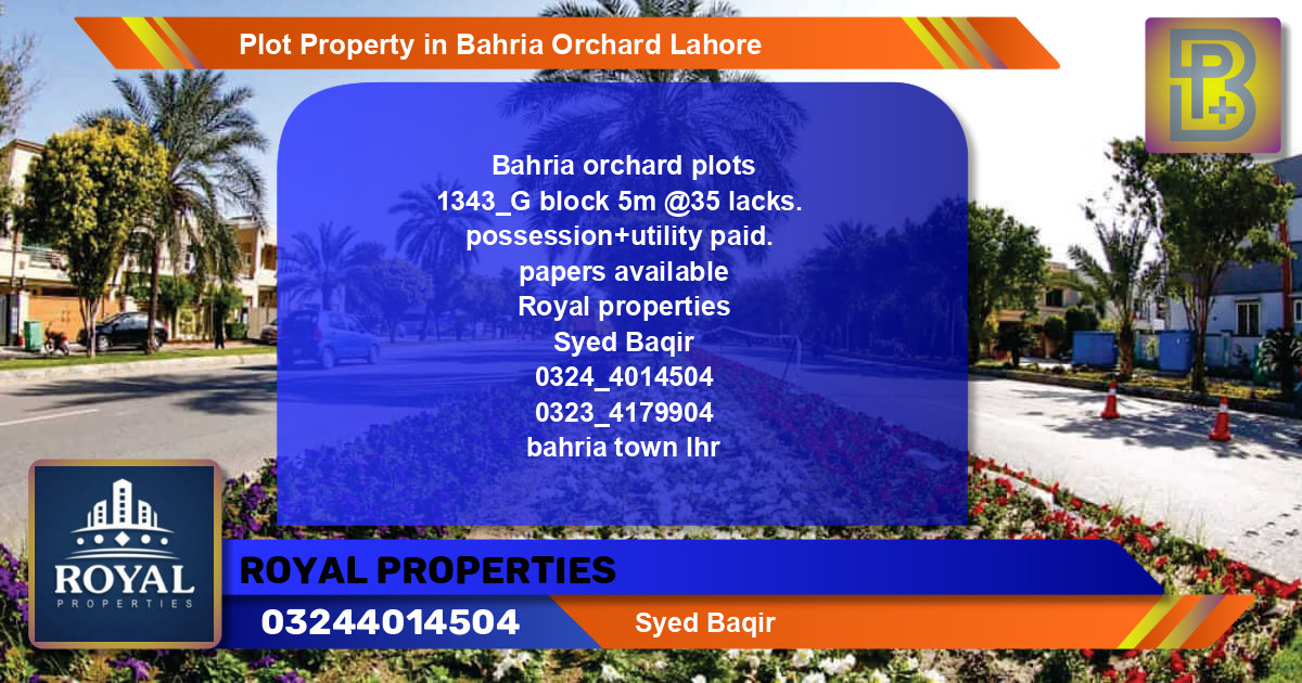 Residential Plot for Sale in Bahria Orchard, Lahore - (BP-57534)