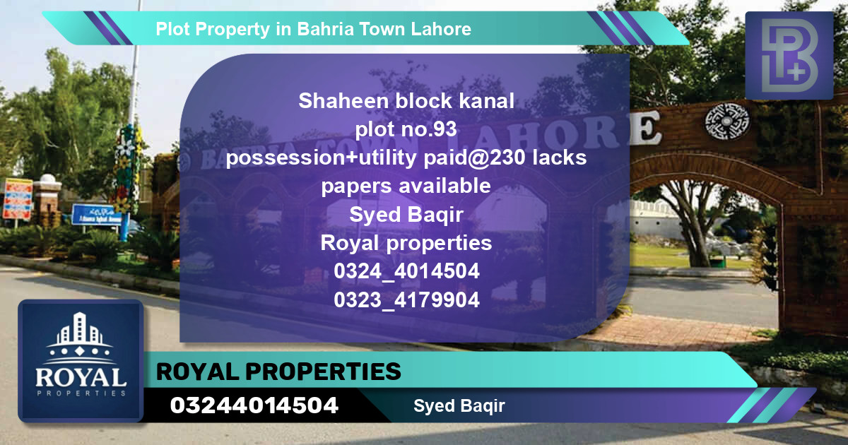 Residential Plot for Sale in Bahria Town, Lahore - (BP-57536)