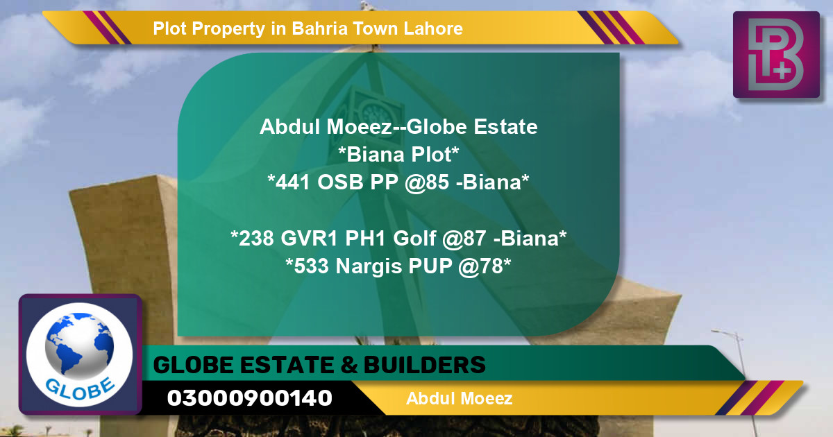 Residential Plot for Sale in Bahria Town, Lahore - (BP-57578)