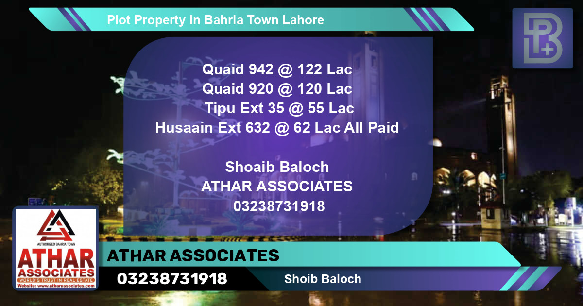 Residential Plot for Sale in Bahria Town, Lahore - (BP-57593)