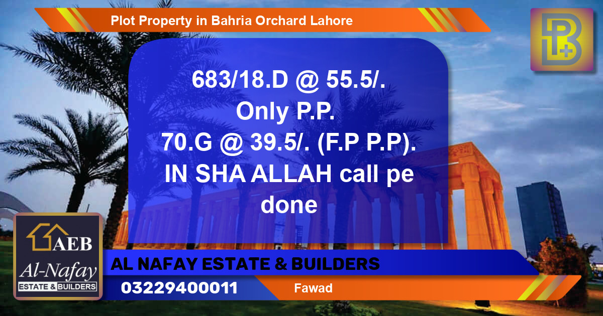 Residential Plot for Sale in Bahria Orchard, Lahore - (BP-57594)