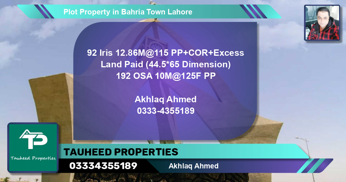 Residential Plot for Sale in Bahria Town, Lahore - (BP-57621)