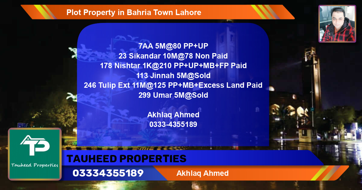 Residential Plot for Sale in Bahria Town, Lahore - (BP-57622)