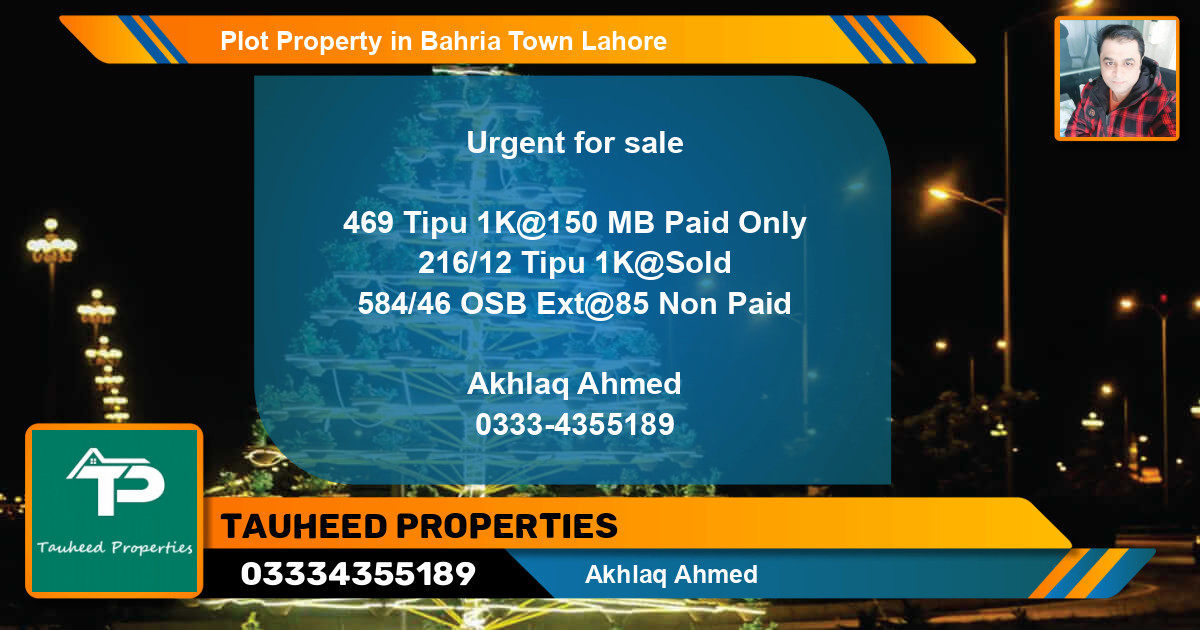 Residential Plot for Sale in Bahria Town, Lahore - (BP-57624)