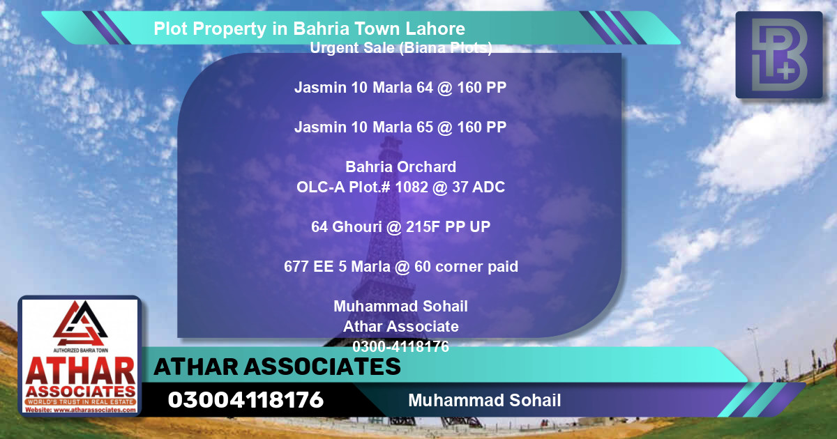 Residential Plot for Sale in Bahria Town, Lahore - (BP-57637)