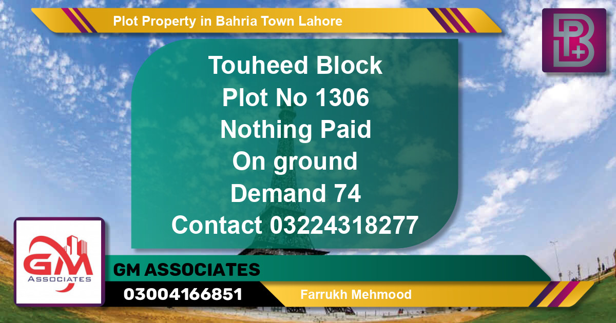 Residential Plot for Sale in Sector F - Tauheed Block -  Bahria Town, Lahore - (BP-57638)