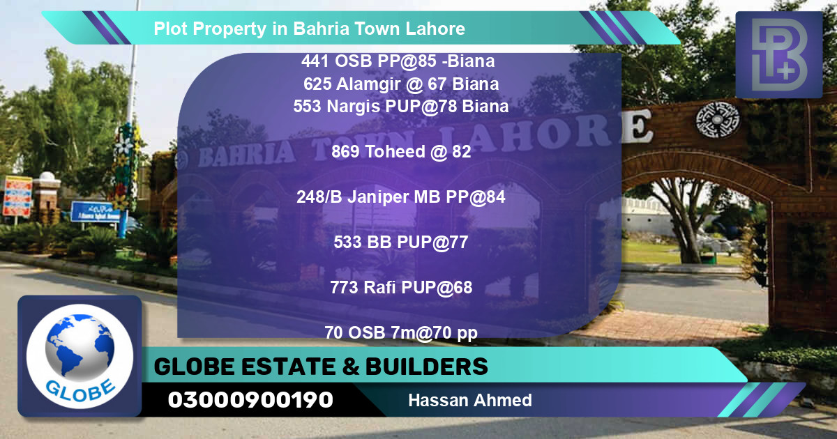 Residential Plot for Sale in Bahria Town, Lahore - (BP-57690)