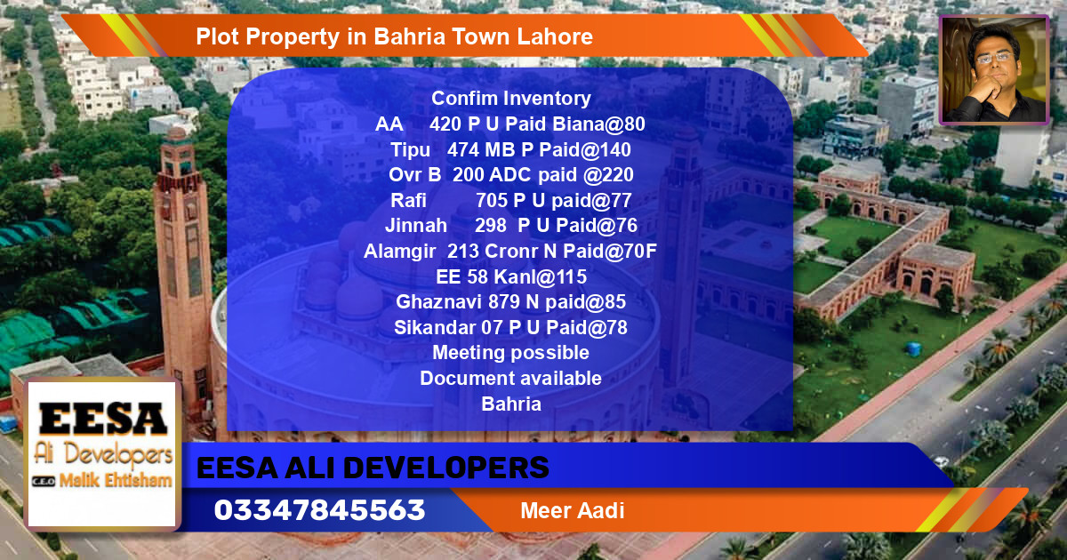Residential Plot for Sale in Bahria Town, Lahore - (BP-57715)