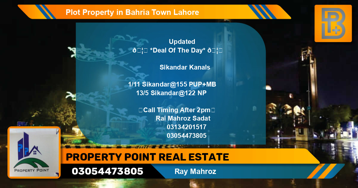 Residential Plot for Sale in Bahria Town, Lahore - (BP-57722)