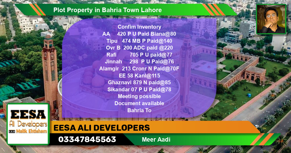 Residential Plot for Sale in Bahria Town, Lahore - (BP-57730)