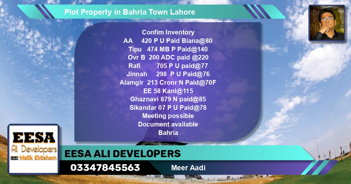 Residential Plot for Sale in Bahria Town, Lahore - (BP-57733)