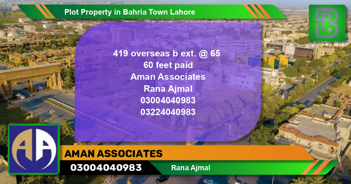 Residential Plot for Sale in Bahria Town, Lahore - (BP-57750)