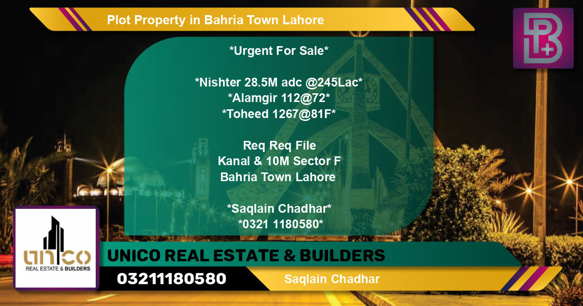 Residential Plot for Sale in Bahria Town, Lahore - (BP-57772)