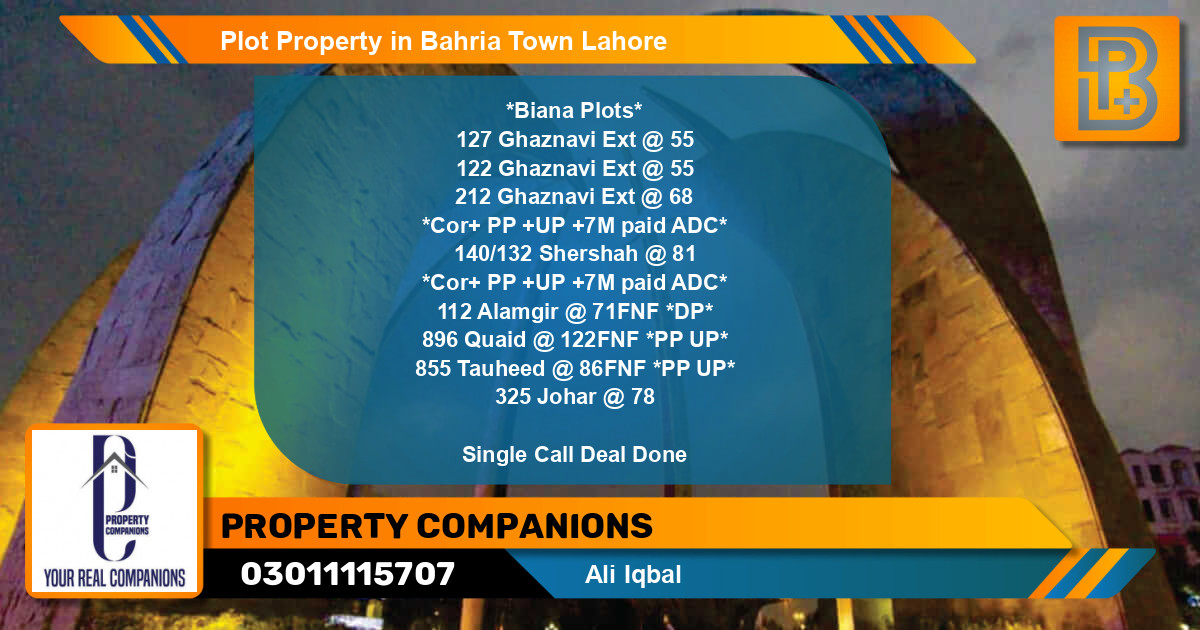 Residential Plot for Sale in Bahria Town, Lahore - (BP-57797)