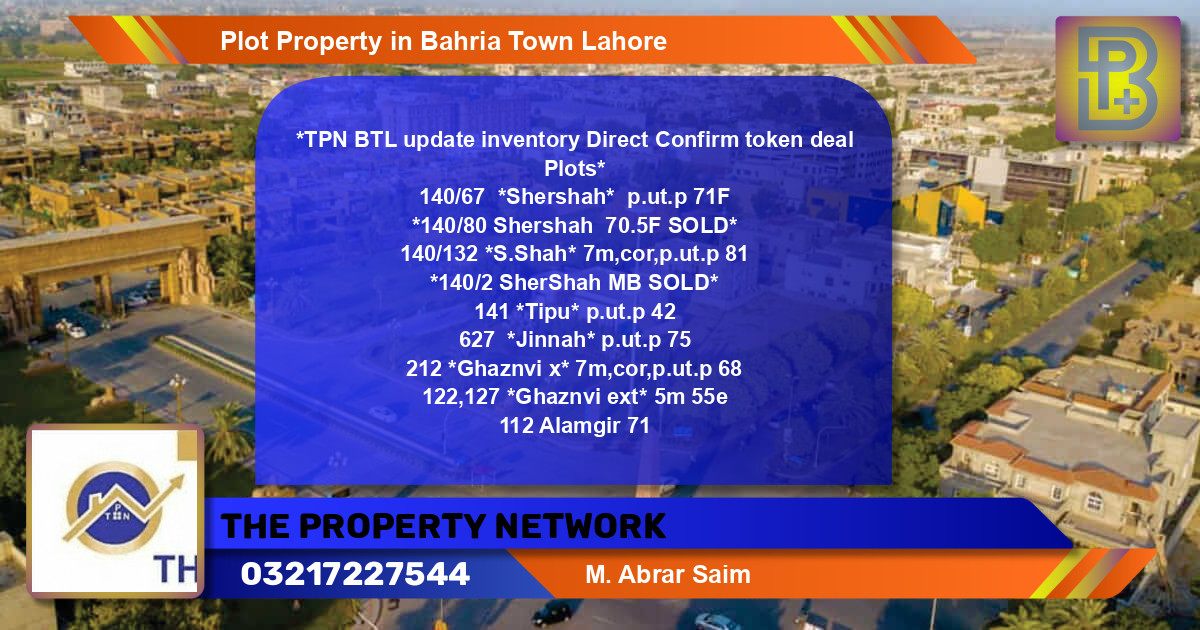 Residential Plot for Sale in Bahria Town, Lahore - (BP-57841)