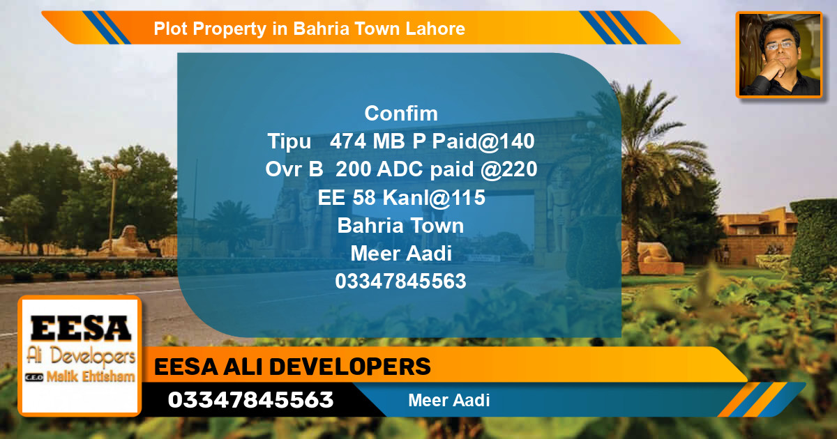 Residential Plot for Sale in Bahria Town, Lahore - (BP-57842)