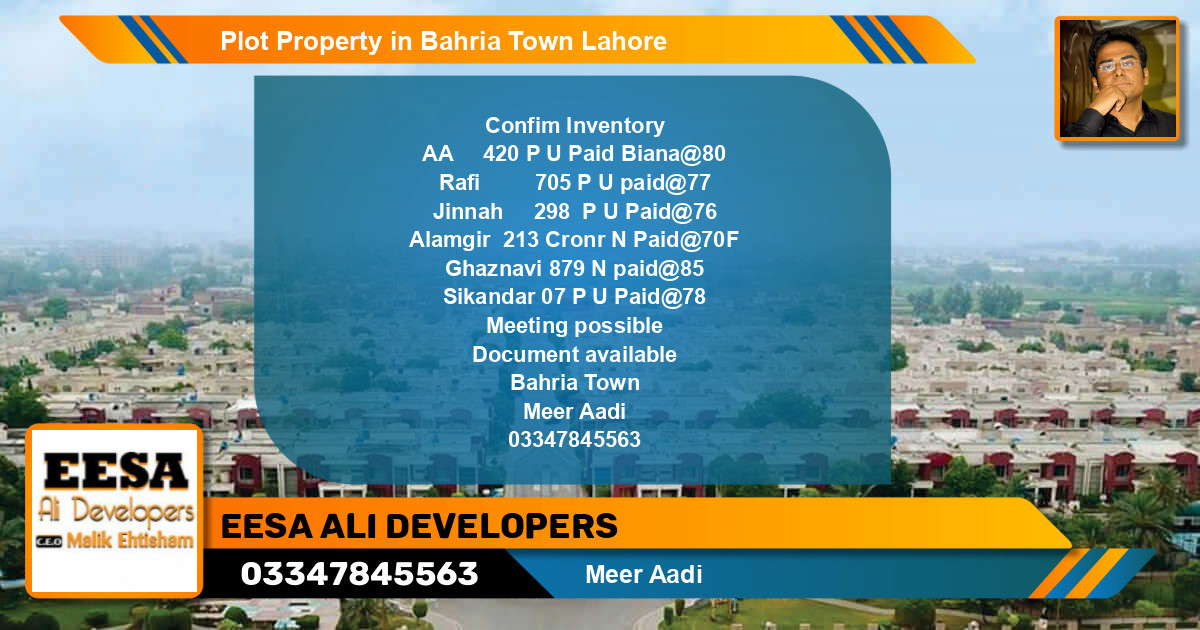 Residential Plot for Sale in Bahria Town, Lahore - (BP-57843)