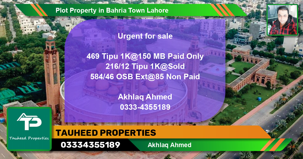 Residential Plot for Sale in Bahria Town, Lahore - (BP-57938)