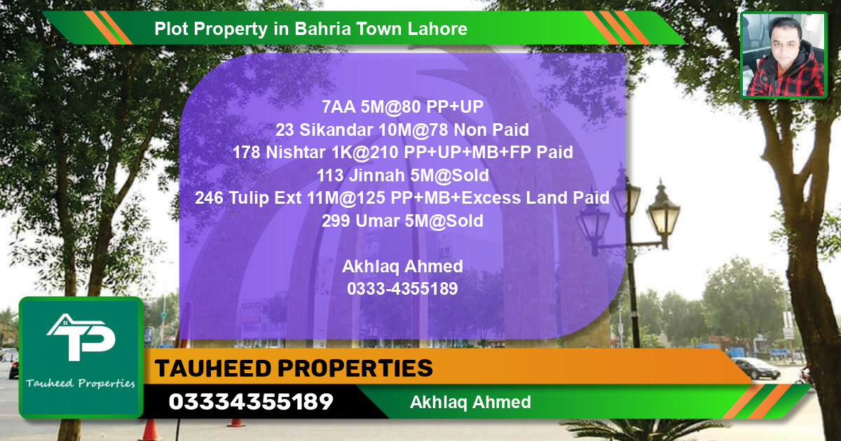 Residential Plot for Sale in Bahria Town, Lahore - (BP-57941)