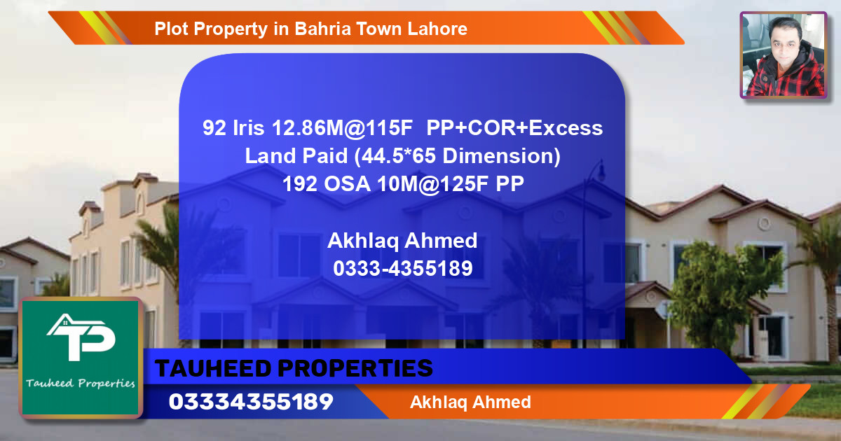 Residential Plot for Sale in Bahria Town, Lahore - (BP-57943)