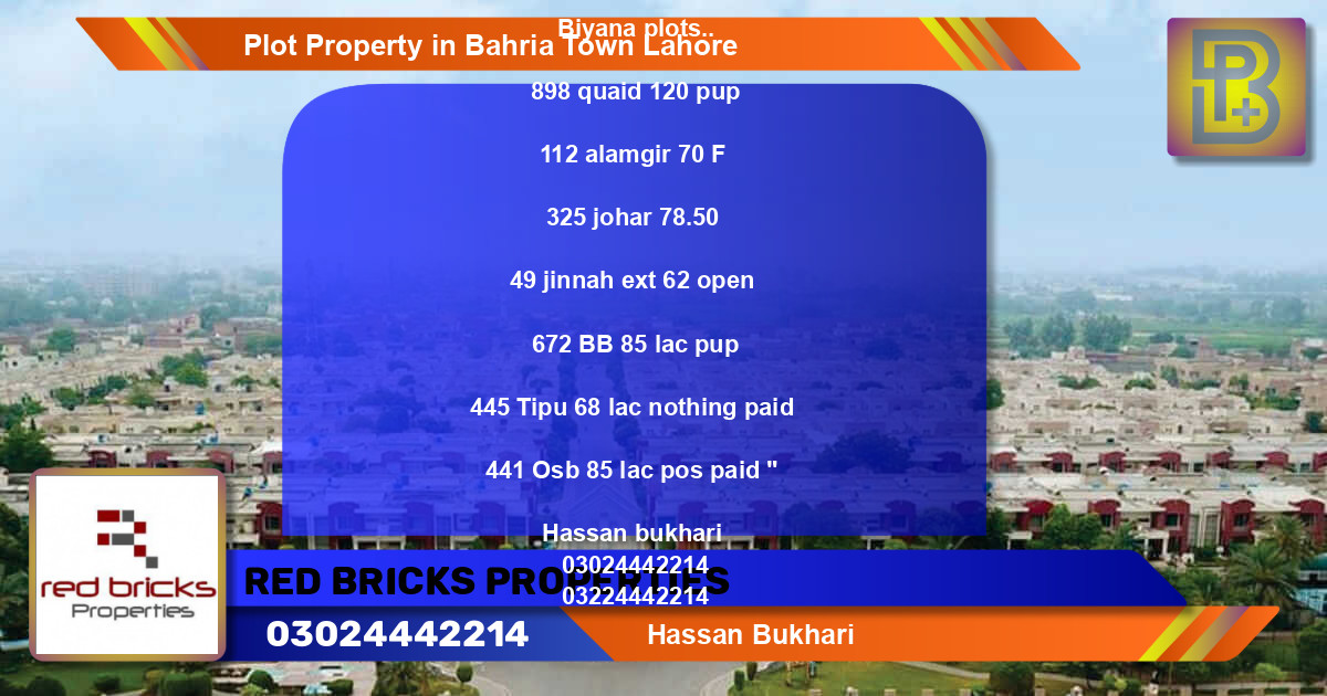 Residential Plot for Sale in Bahria Town, Lahore - (BP-57949)