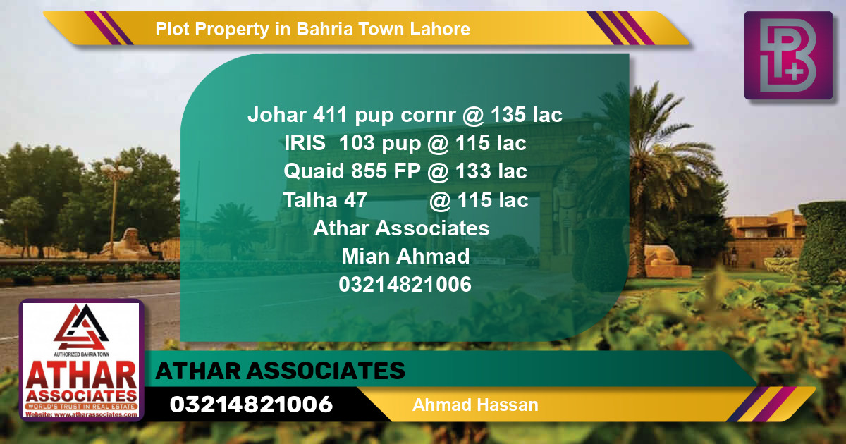 Residential Plot for Sale in Bahria Town, Lahore - (BP-57961)