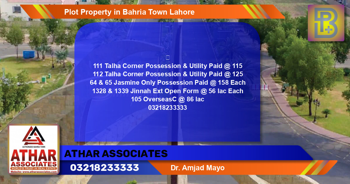 Residential Plot for Sale in Bahria Town, Lahore - (BP-57969)
