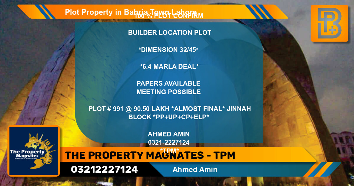 Residential Plot for Sale in Bahria Town, Lahore - (BP-58030)