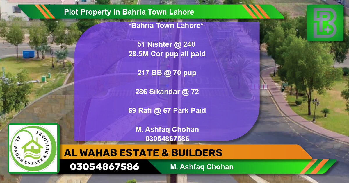 Residential Plot for Sale in Bahria Town, Lahore - (BP-58107)