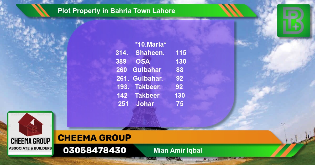 Residential Plot for Sale in Bahria Town, Lahore - (BP-58120)