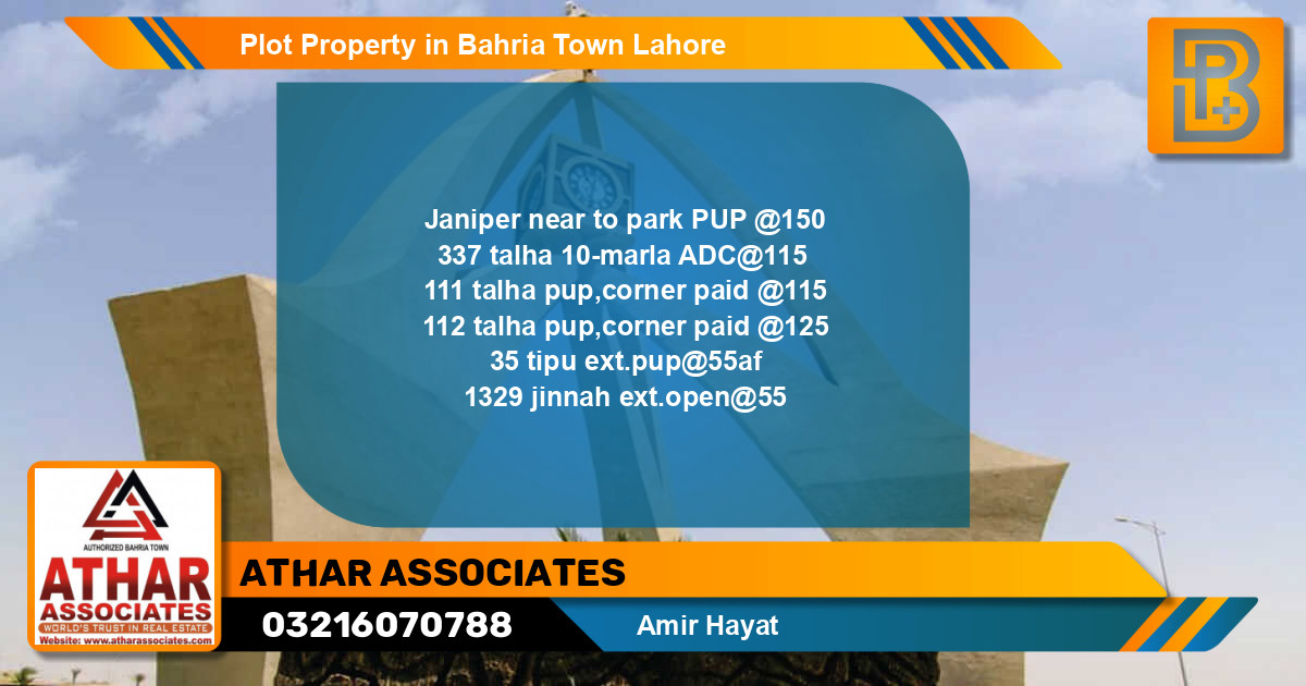 Residential Plot for Sale in Bahria Town, Lahore - (BP-58135)
