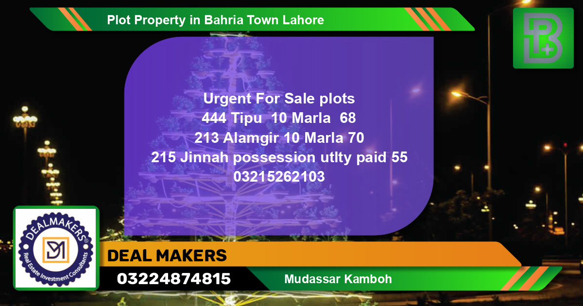 Residential Plot for Sale in Bahria Town, Lahore - (BP-58136)